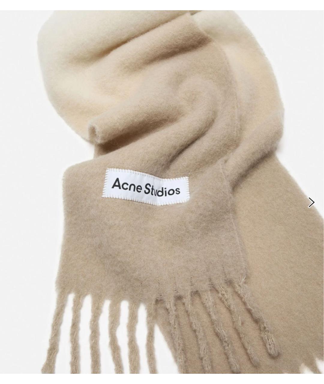 ACNE STUDIOS Бежевый шерстяной шарф, фото 2