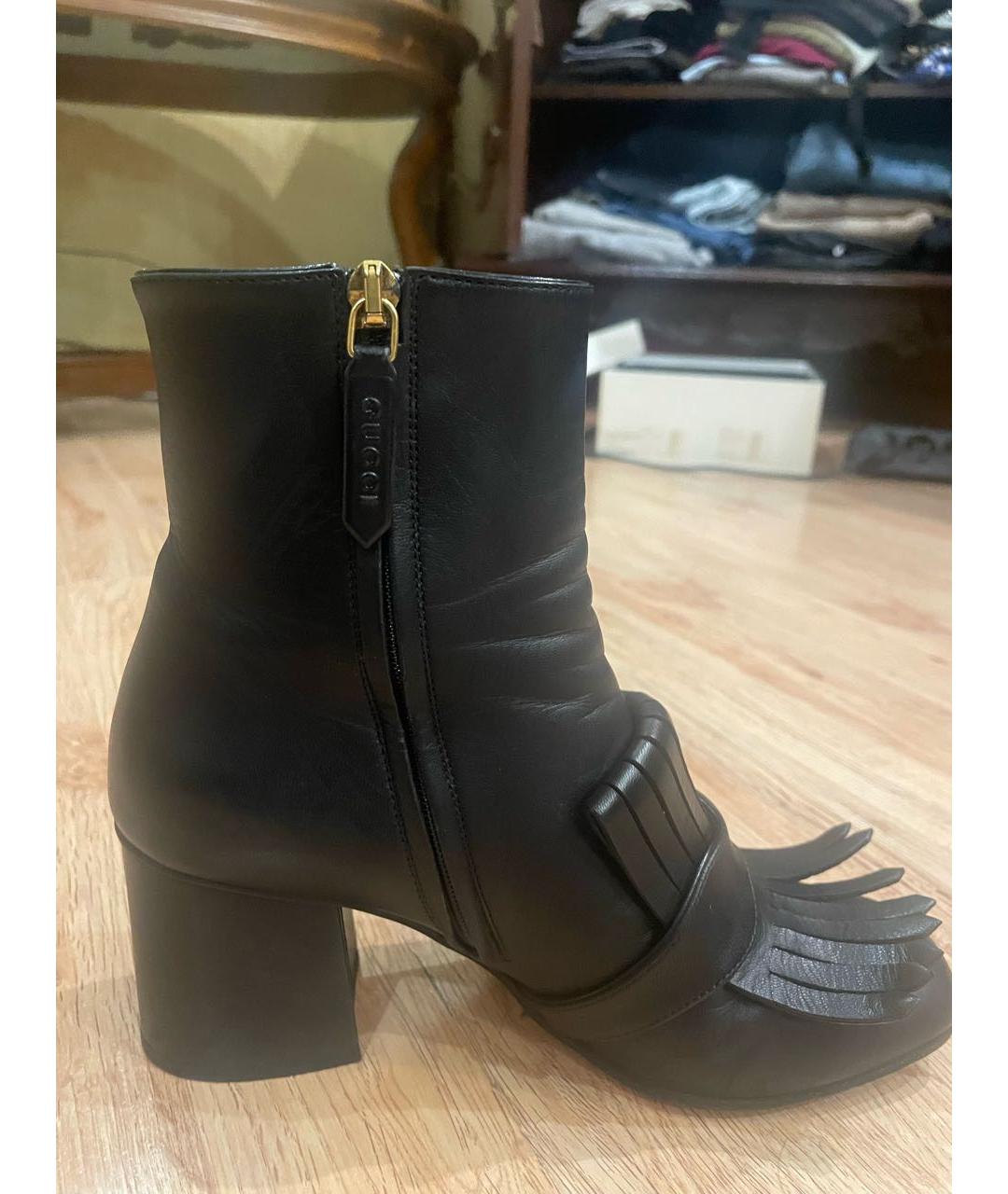 GUCCI Черные кожаные ботильоны, фото 3
