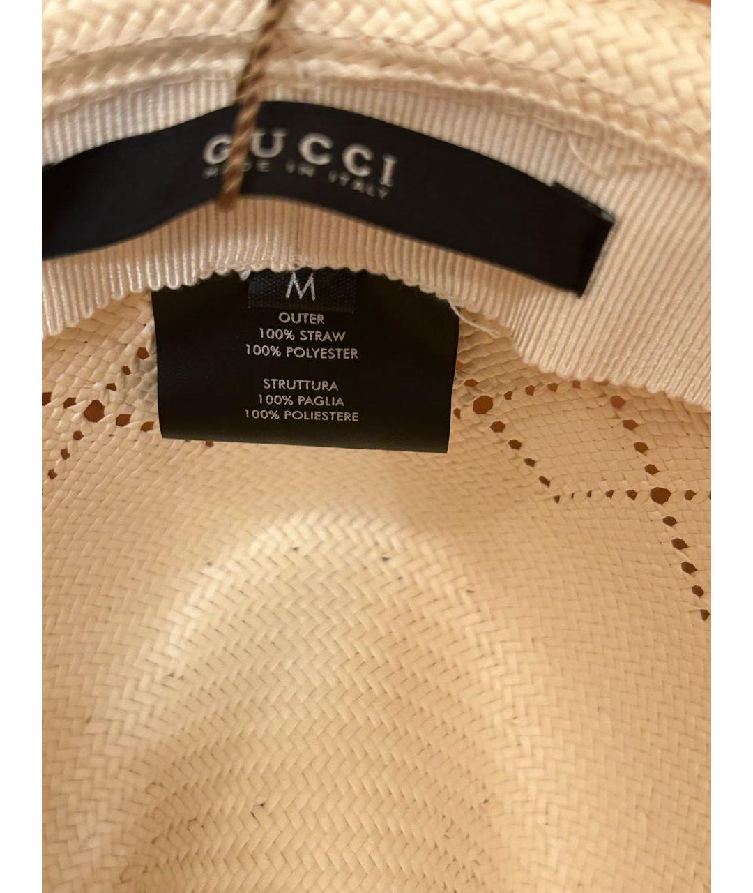 GUCCI Бежевая соломенная шляпа, фото 4