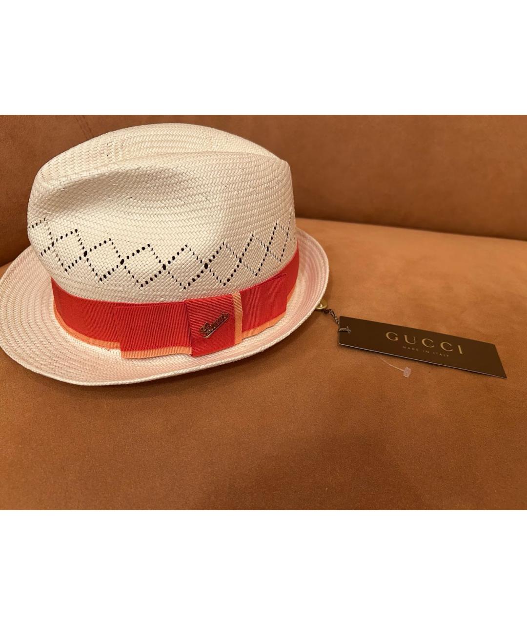 GUCCI Бежевая соломенная шляпа, фото 2