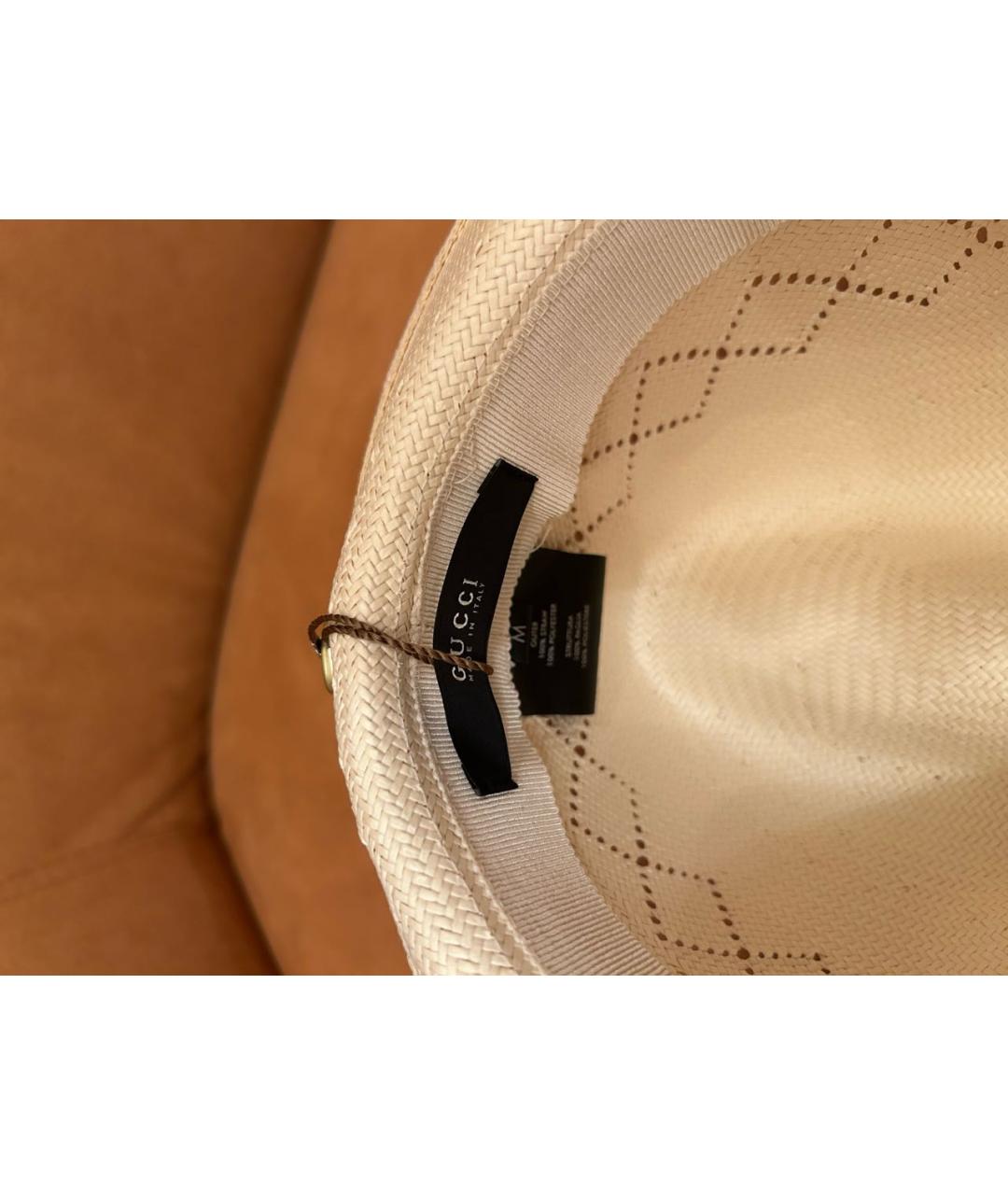 GUCCI Бежевая соломенная шляпа, фото 6