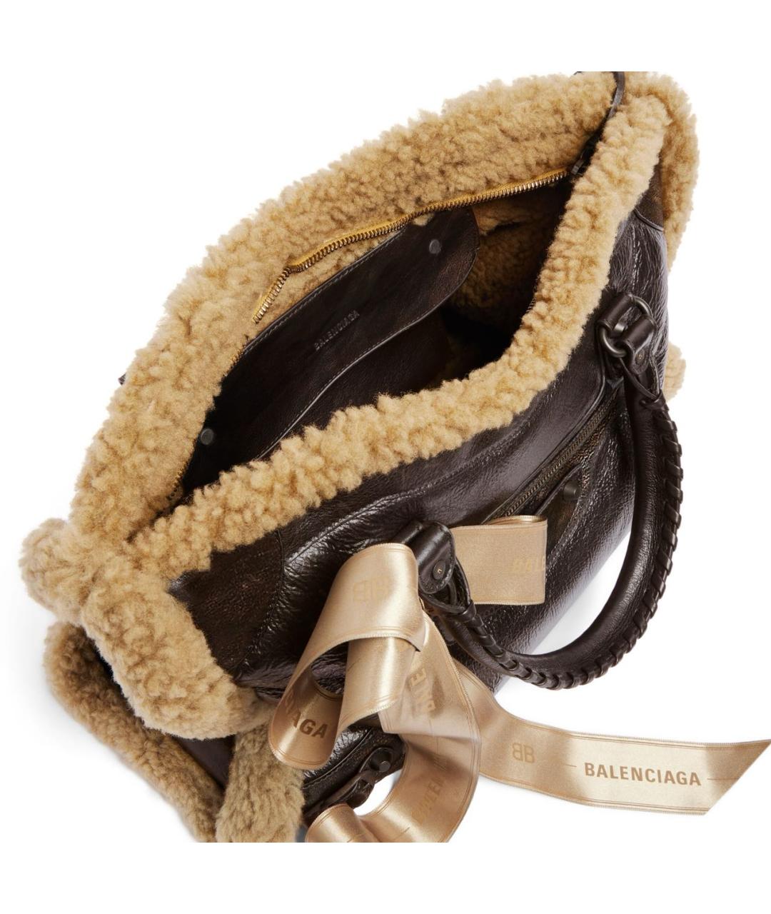 BALENCIAGA Коричневая кожаная сумка через плечо, фото 5