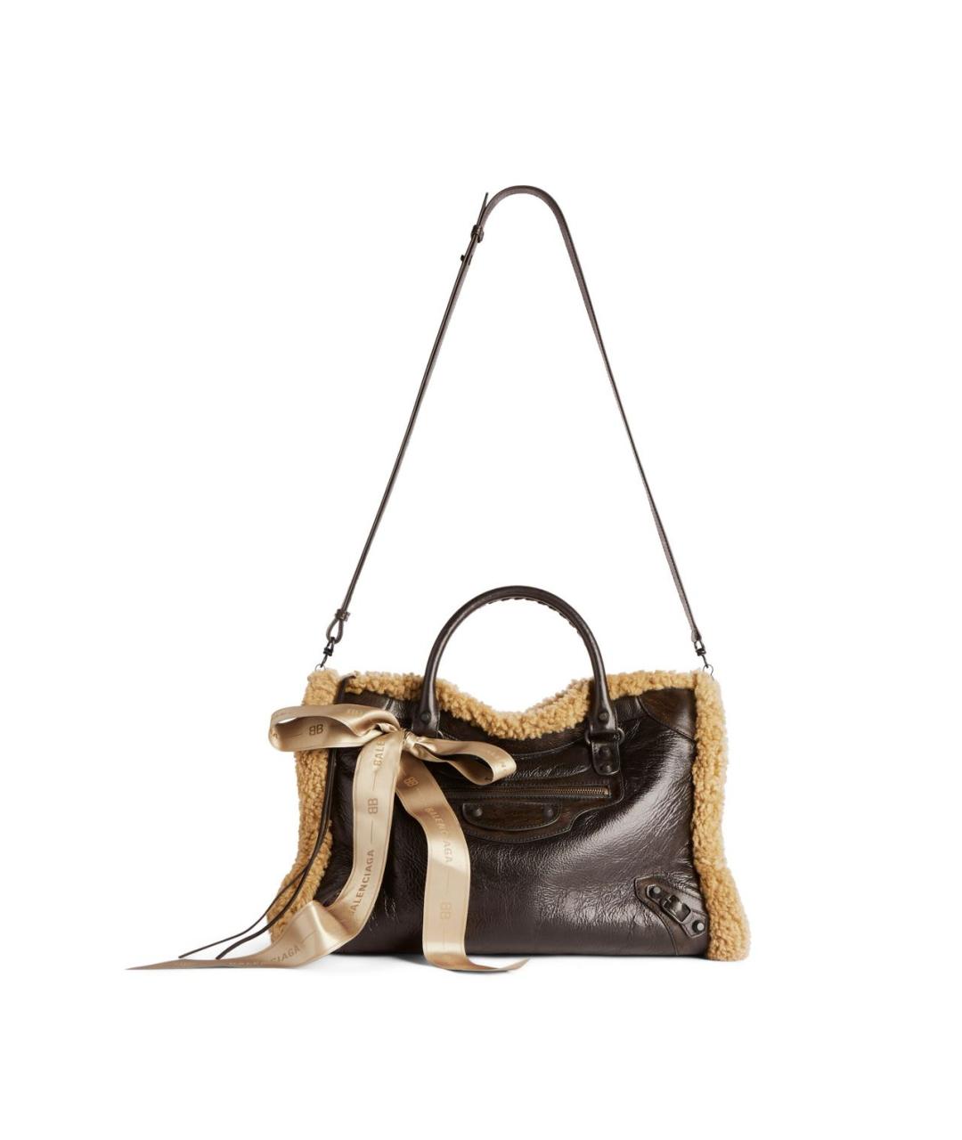 BALENCIAGA Коричневая кожаная сумка через плечо, фото 4