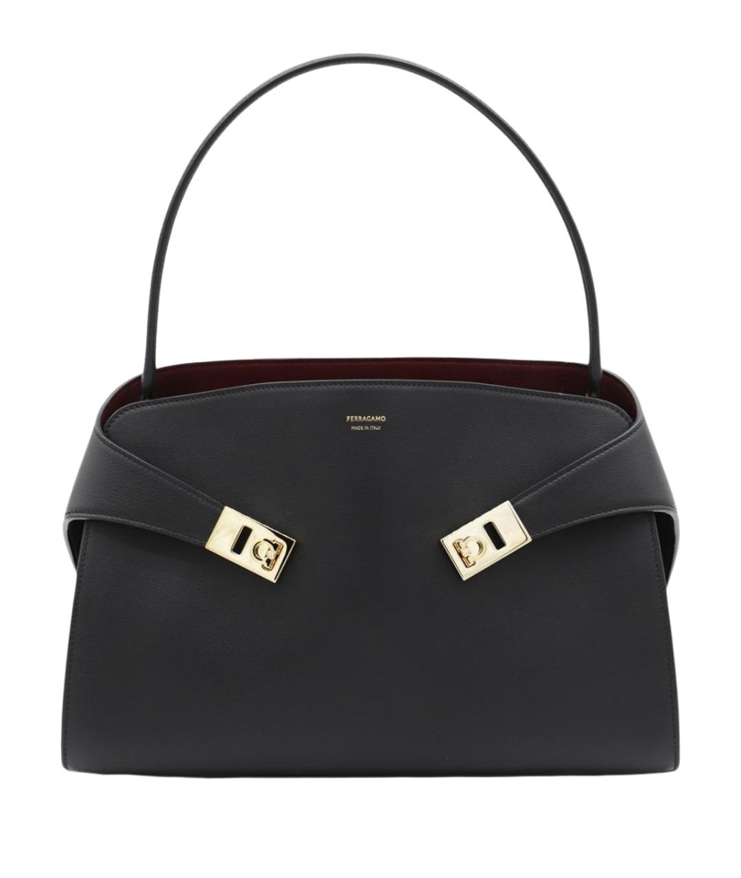 FERRAGAMO Черная кожаная сумка тоут, фото 1