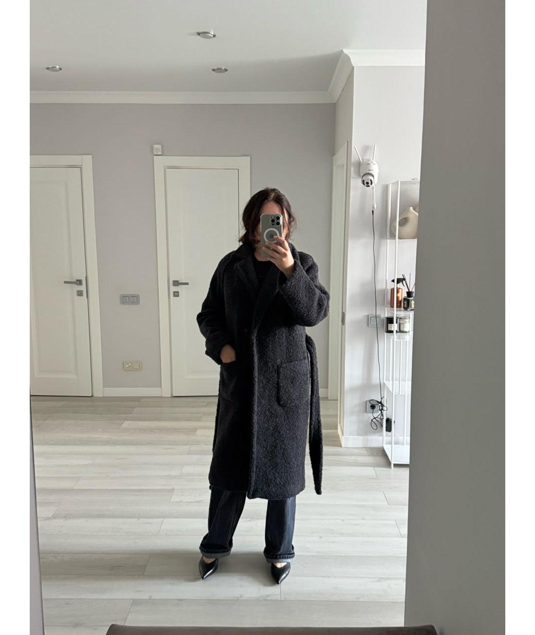 GANNI Черное полиэстеровое пальто, фото 2