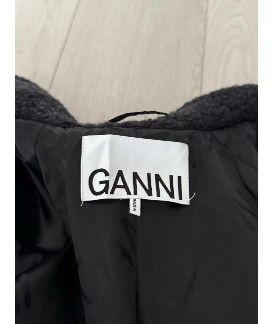 GANNI Черное полиэстеровое пальто, фото 5