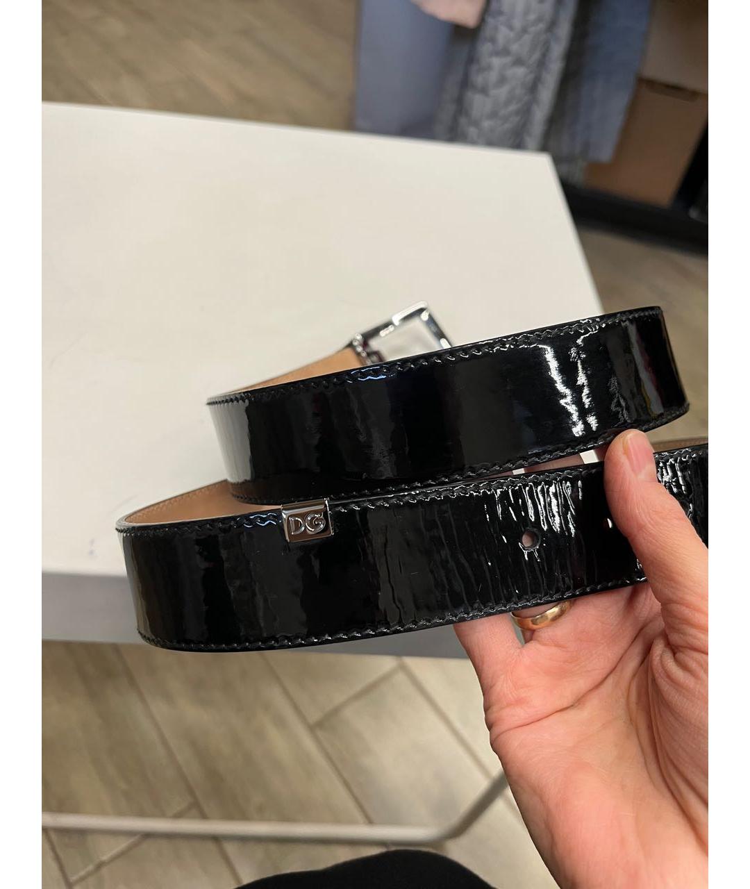 DOLCE&GABBANA Черный ремень из лакированной кожи, фото 2