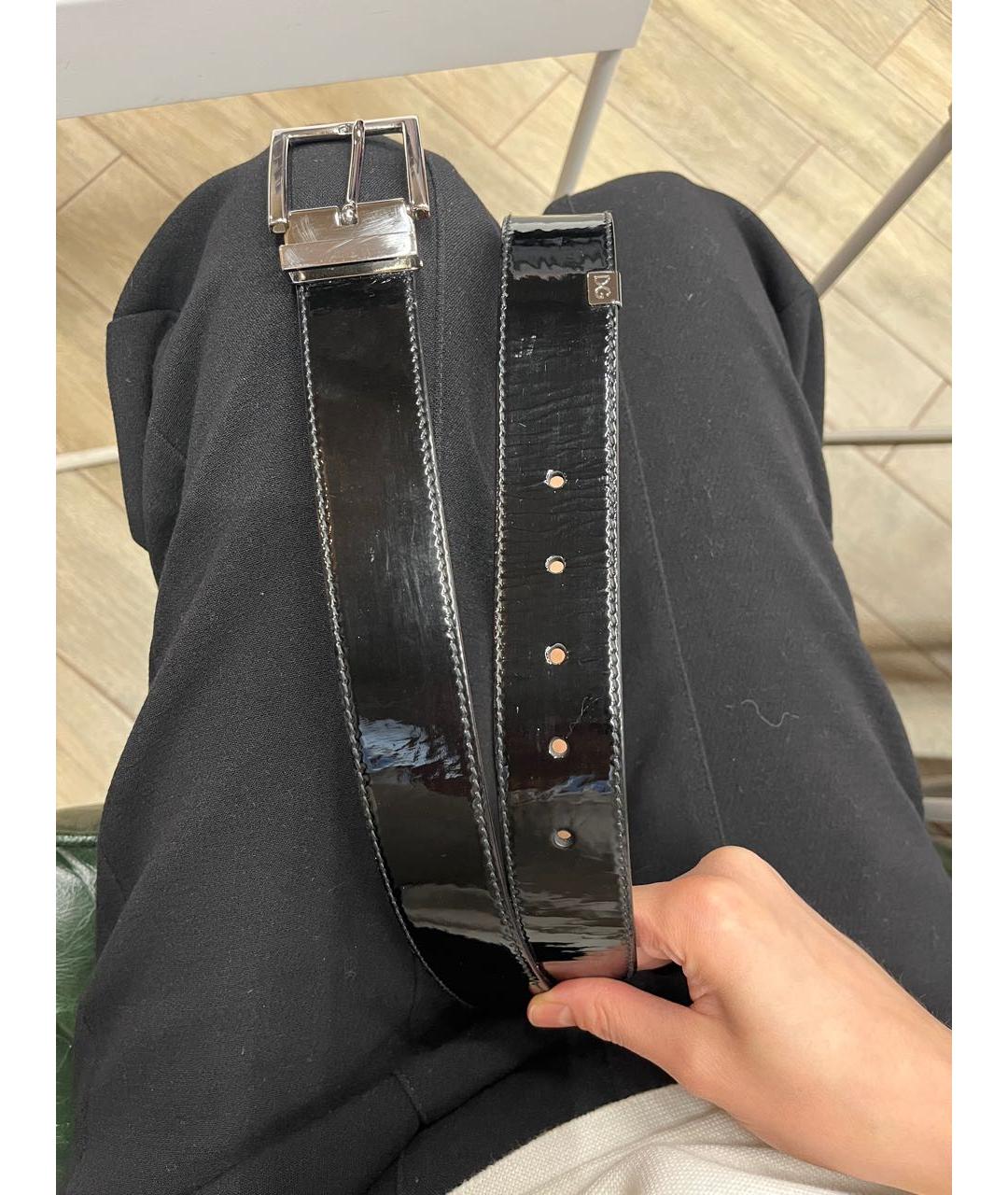 DOLCE&GABBANA Черный ремень из лакированной кожи, фото 6