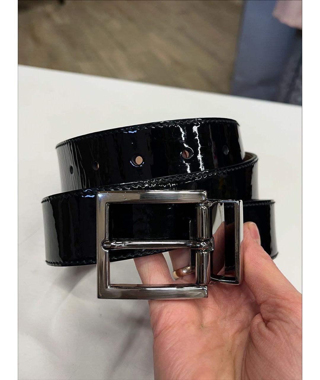 DOLCE&GABBANA Черный ремень из лакированной кожи, фото 5