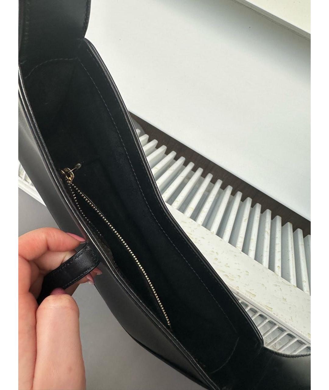 SAINT LAURENT Черная кожаная сумка с короткими ручками, фото 4