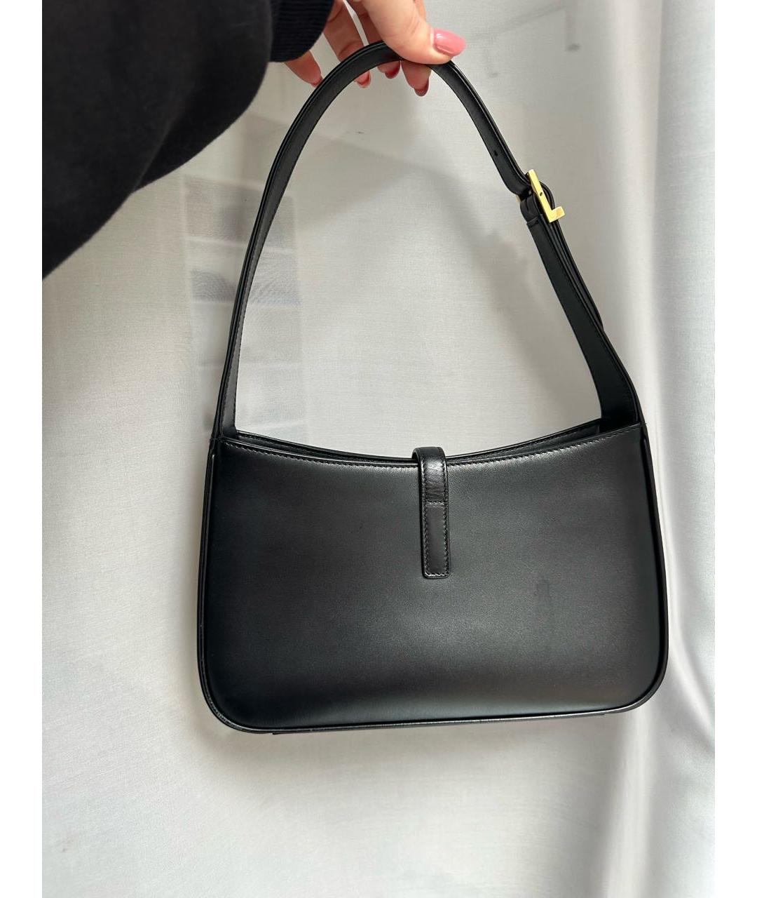 SAINT LAURENT Черная кожаная сумка с короткими ручками, фото 3