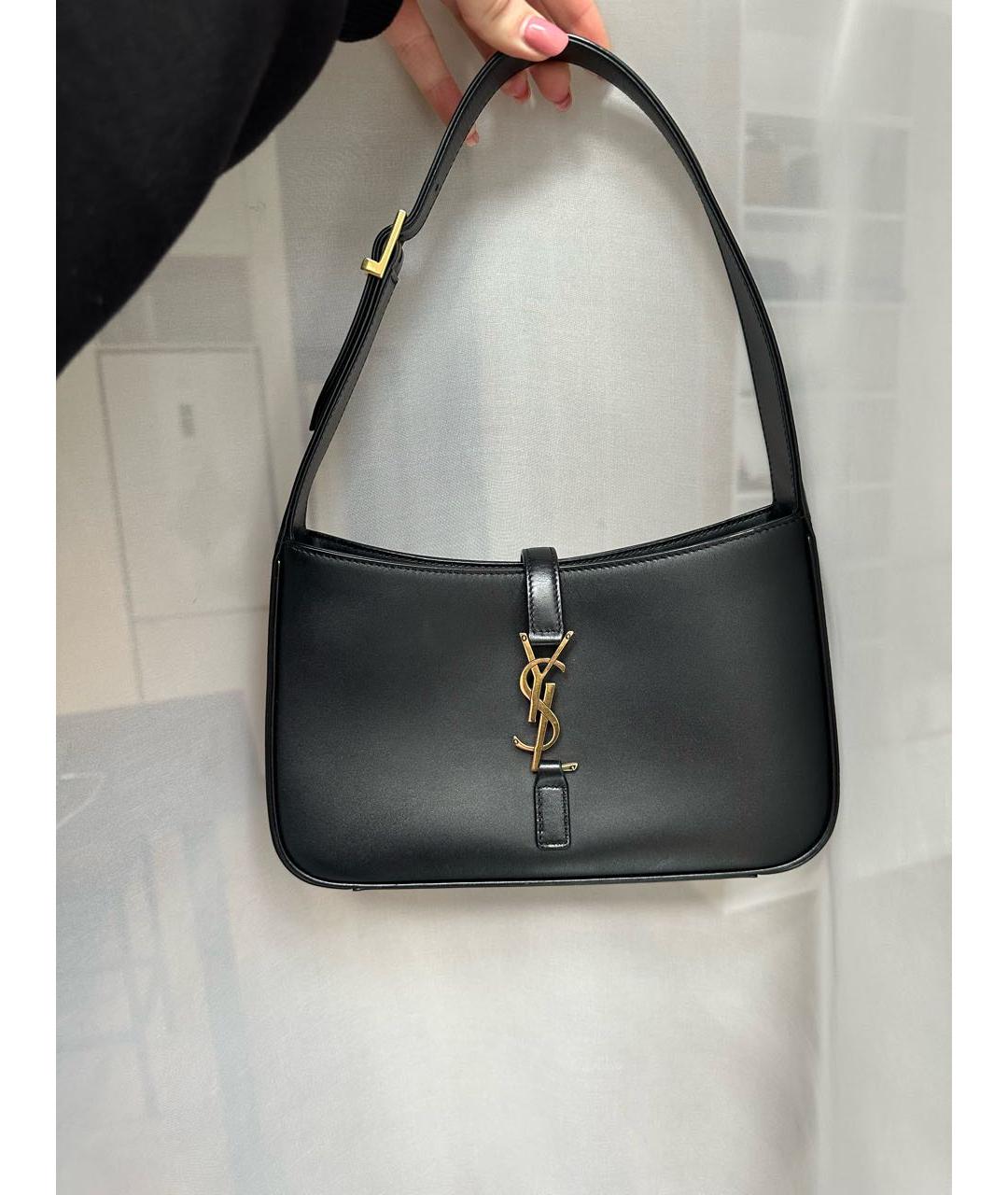 SAINT LAURENT Черная кожаная сумка с короткими ручками, фото 7