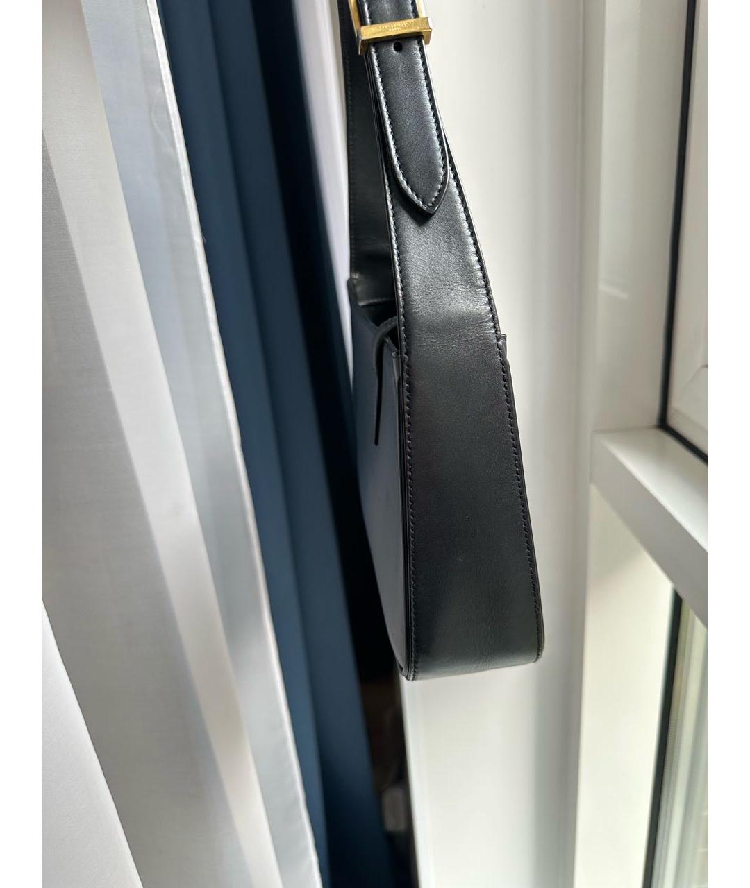 SAINT LAURENT Черная кожаная сумка с короткими ручками, фото 2