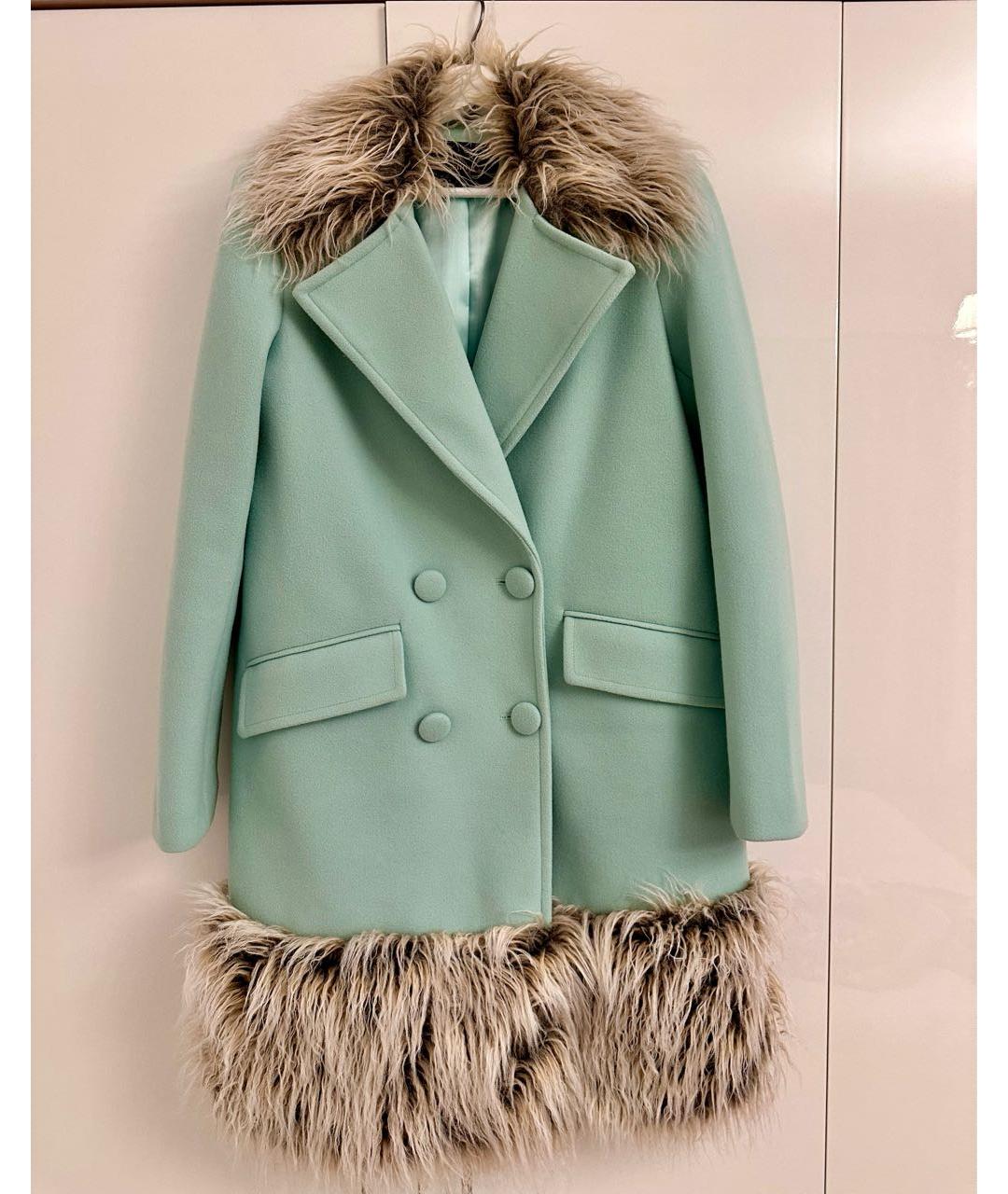 TWIN-SET Бирюзовое полиэстеровое пальто, фото 5