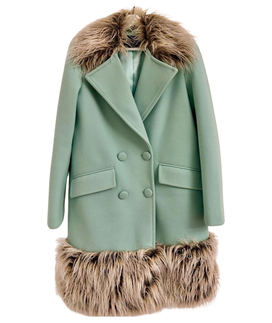 TWIN-SET Бирюзовое полиэстеровое пальто, фото 1