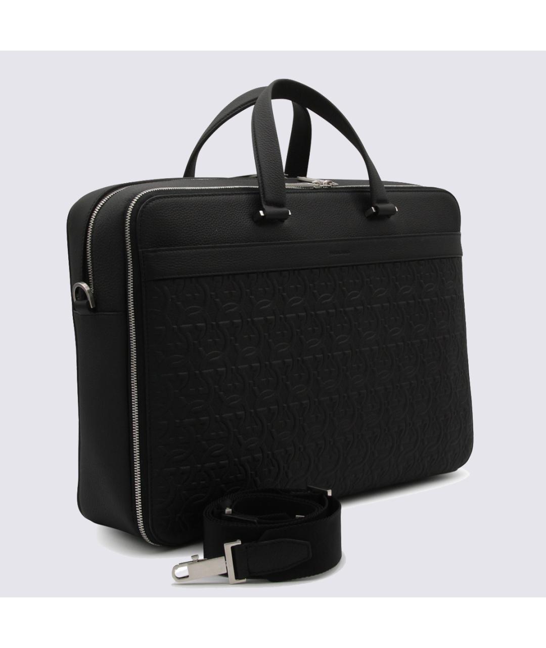 FERRAGAMO Черный кожаный портфель, фото 2