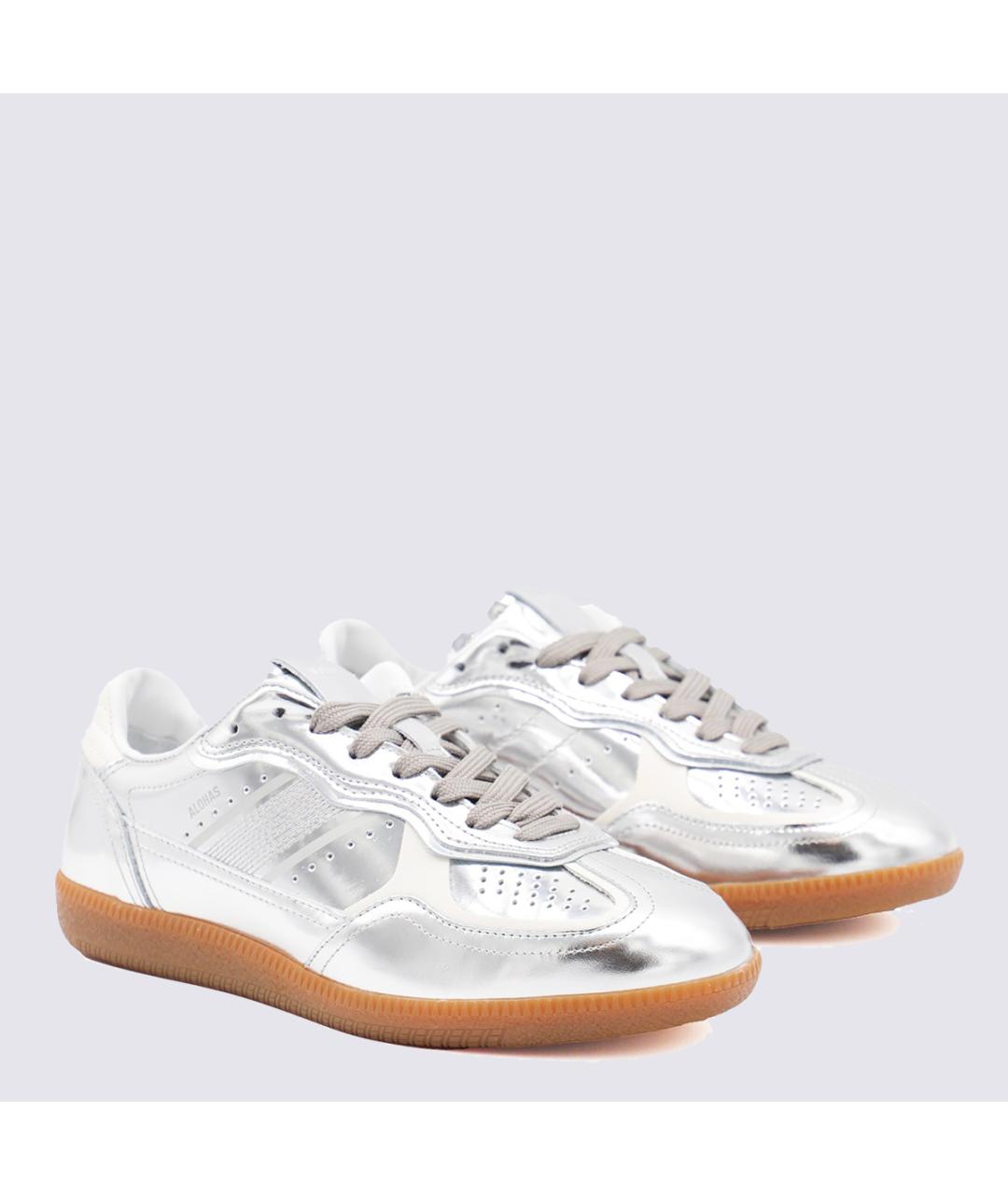 ALOHAS Серебряные кожаные кроссовки, фото 3