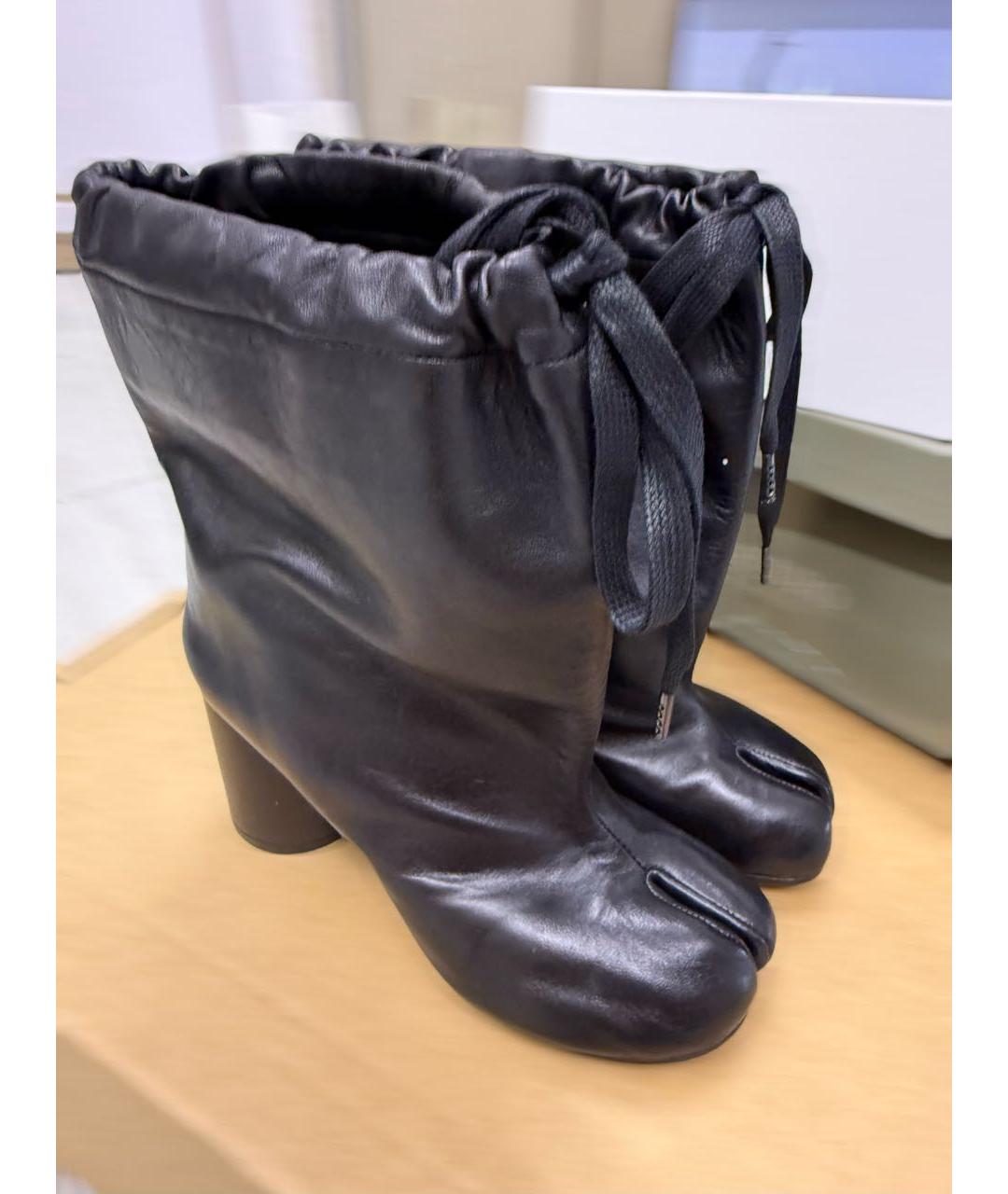 MAISON MARGIELA Черные кожаные ботильоны, фото 6
