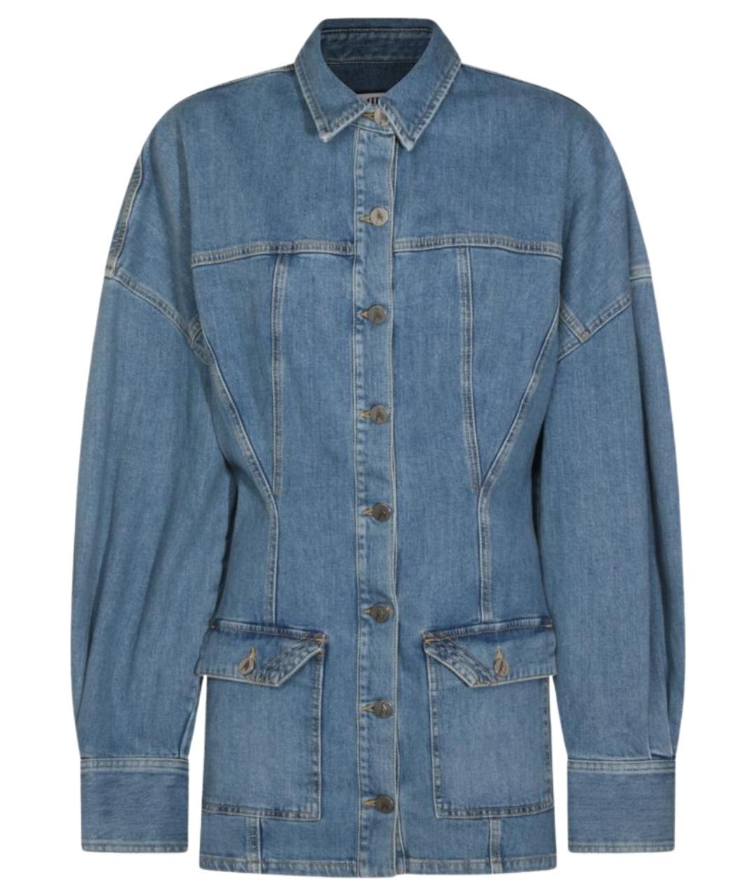 THE ATTICO Голубое хлопко-эластановое повседневное платье, фото 1