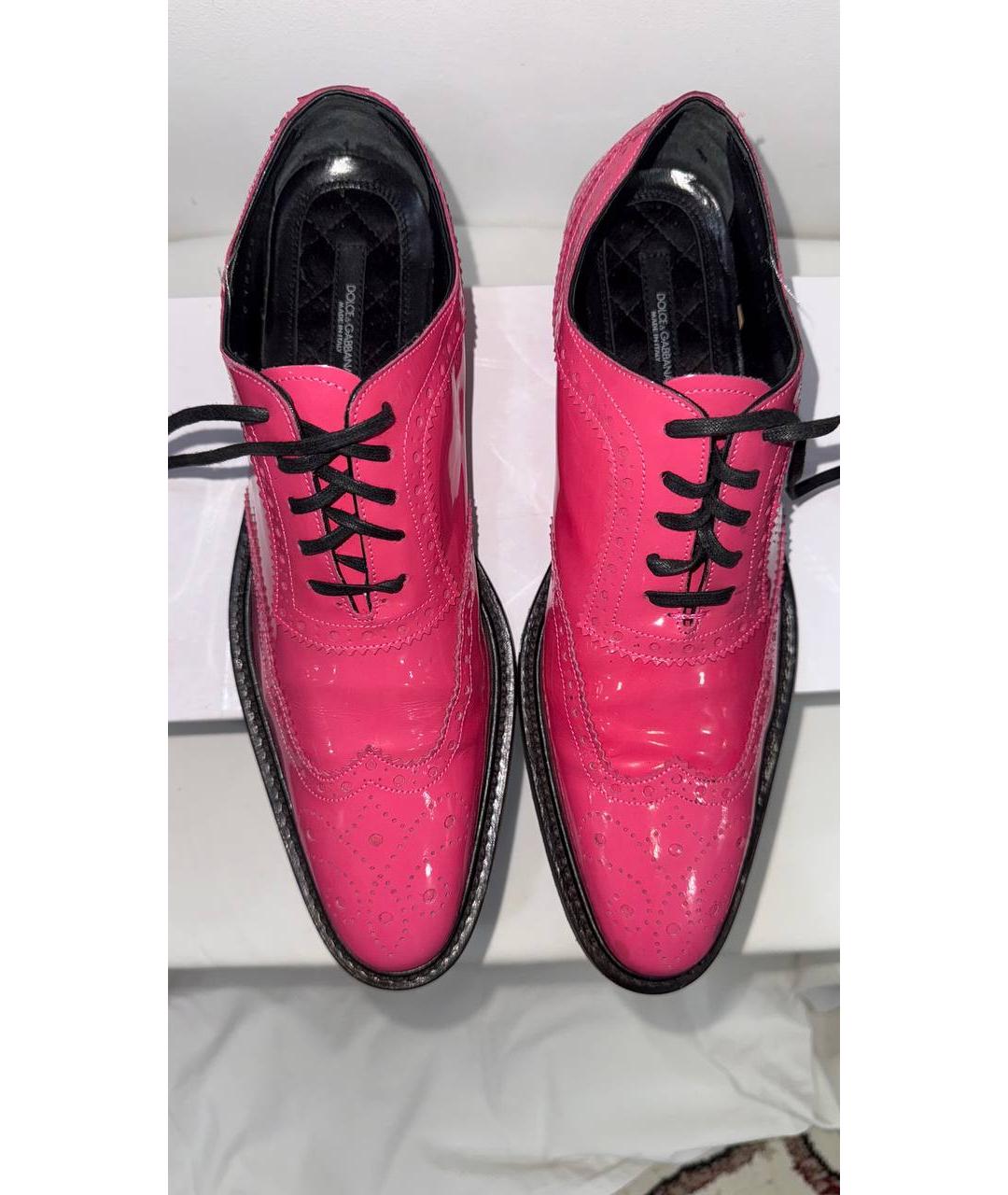 DOLCE&GABBANA Розовые брогги и оксфорды из лакированной кожи, фото 2