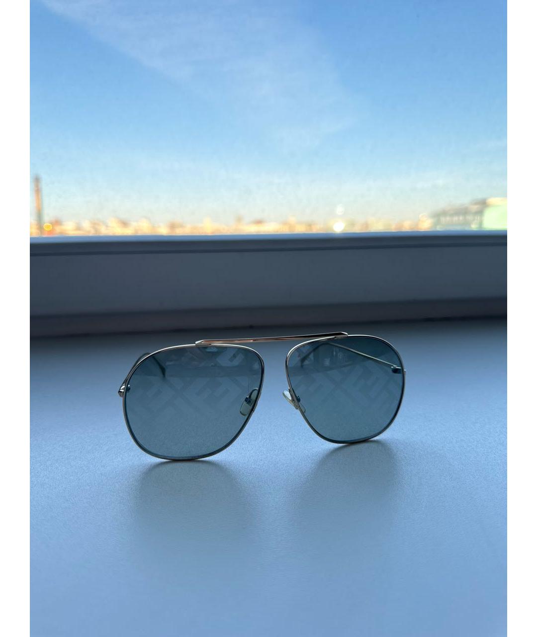 FENDI Золотые металлические солнцезащитные очки, фото 6