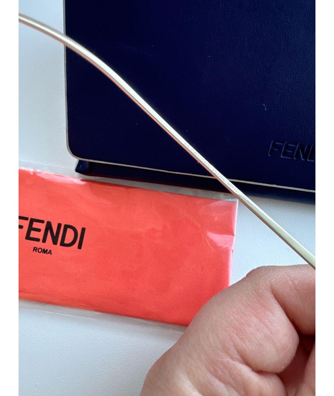 FENDI Золотые металлические солнцезащитные очки, фото 5