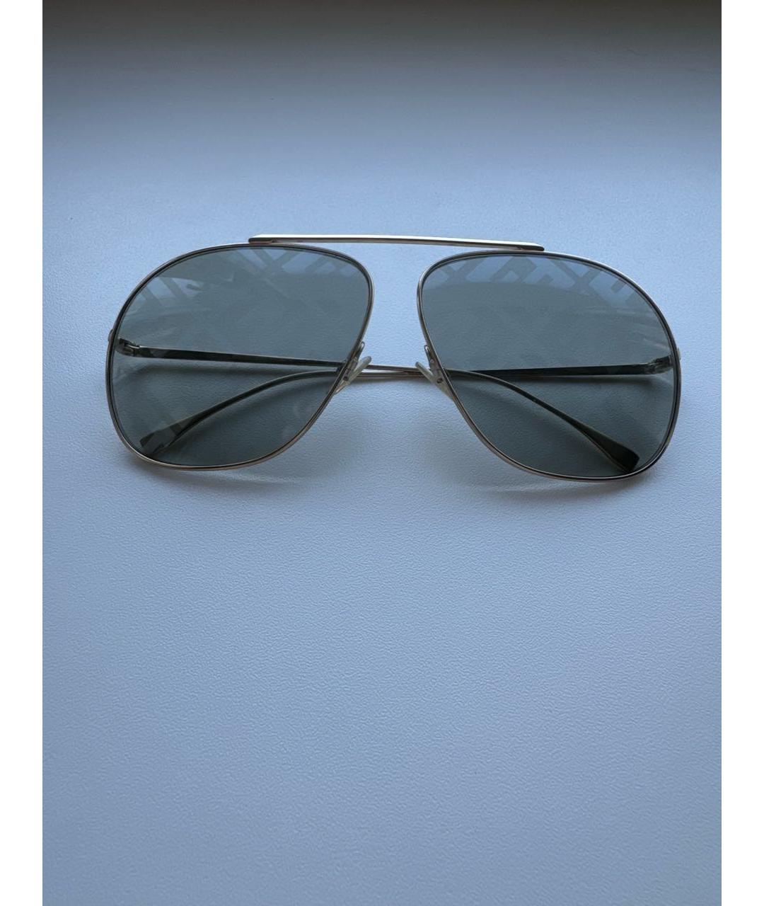 FENDI Золотые металлические солнцезащитные очки, фото 7