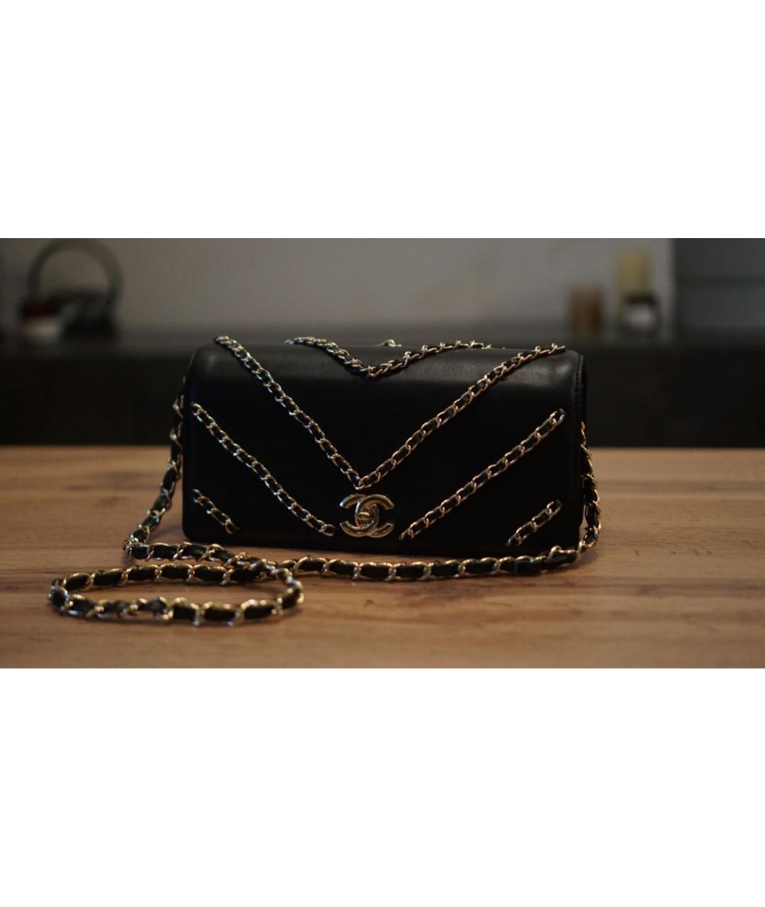 CHANEL Черная кожаная сумка через плечо, фото 5