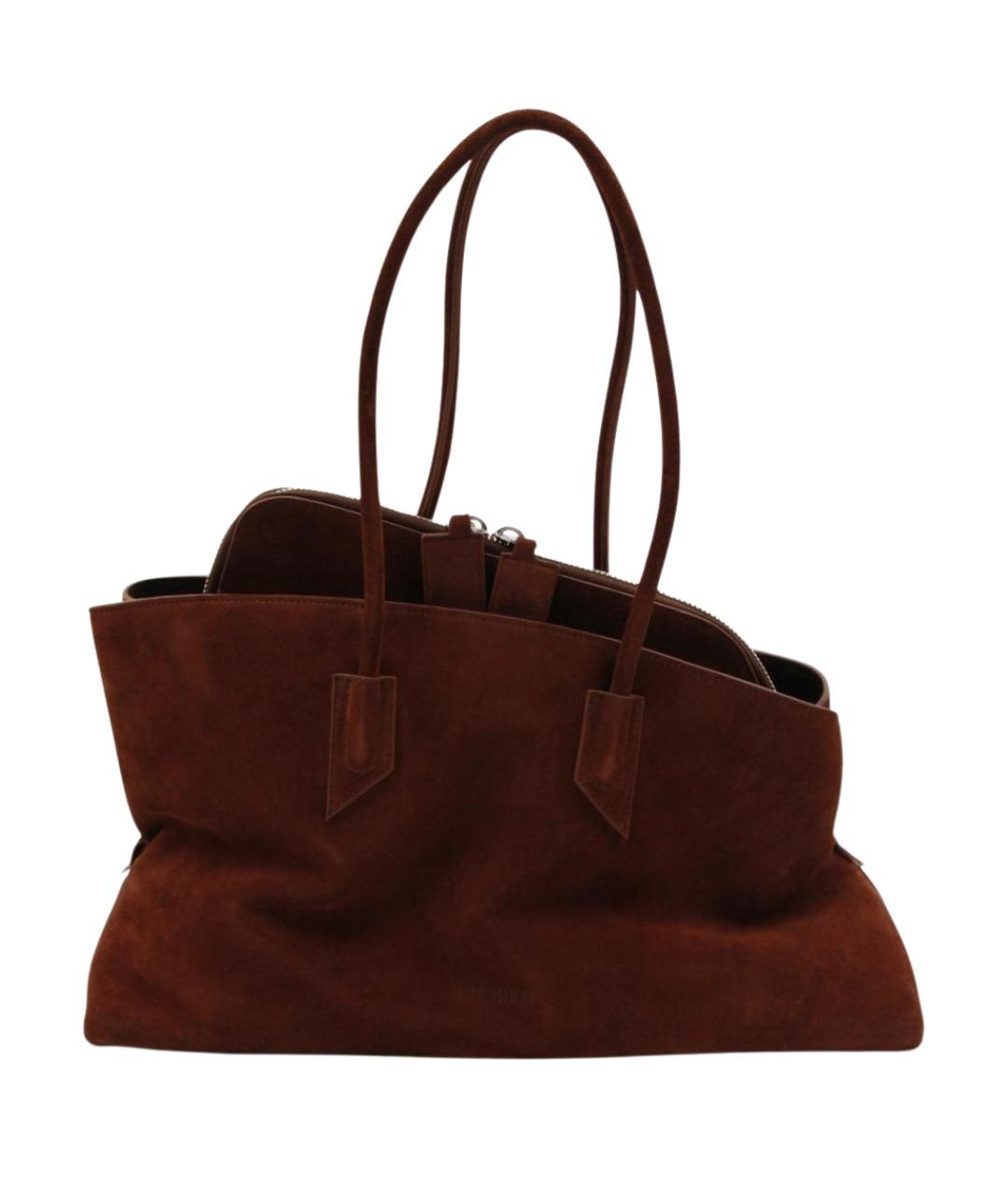 THE ATTICO Коричневая замшевая сумка тоут, фото 1