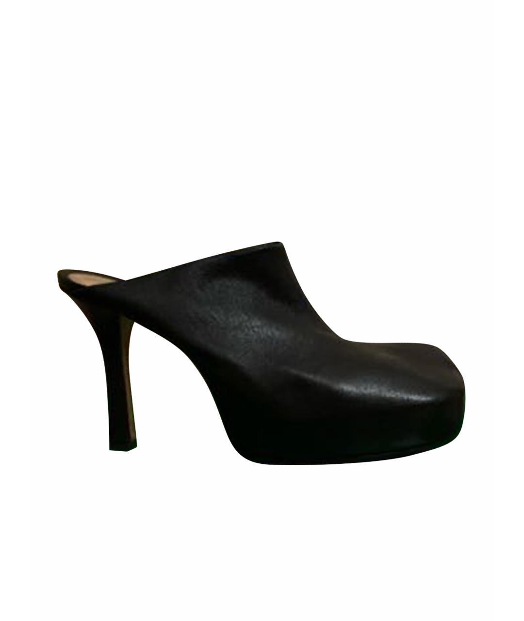 BOTTEGA VENETA Черные кожаные сабо, фото 1