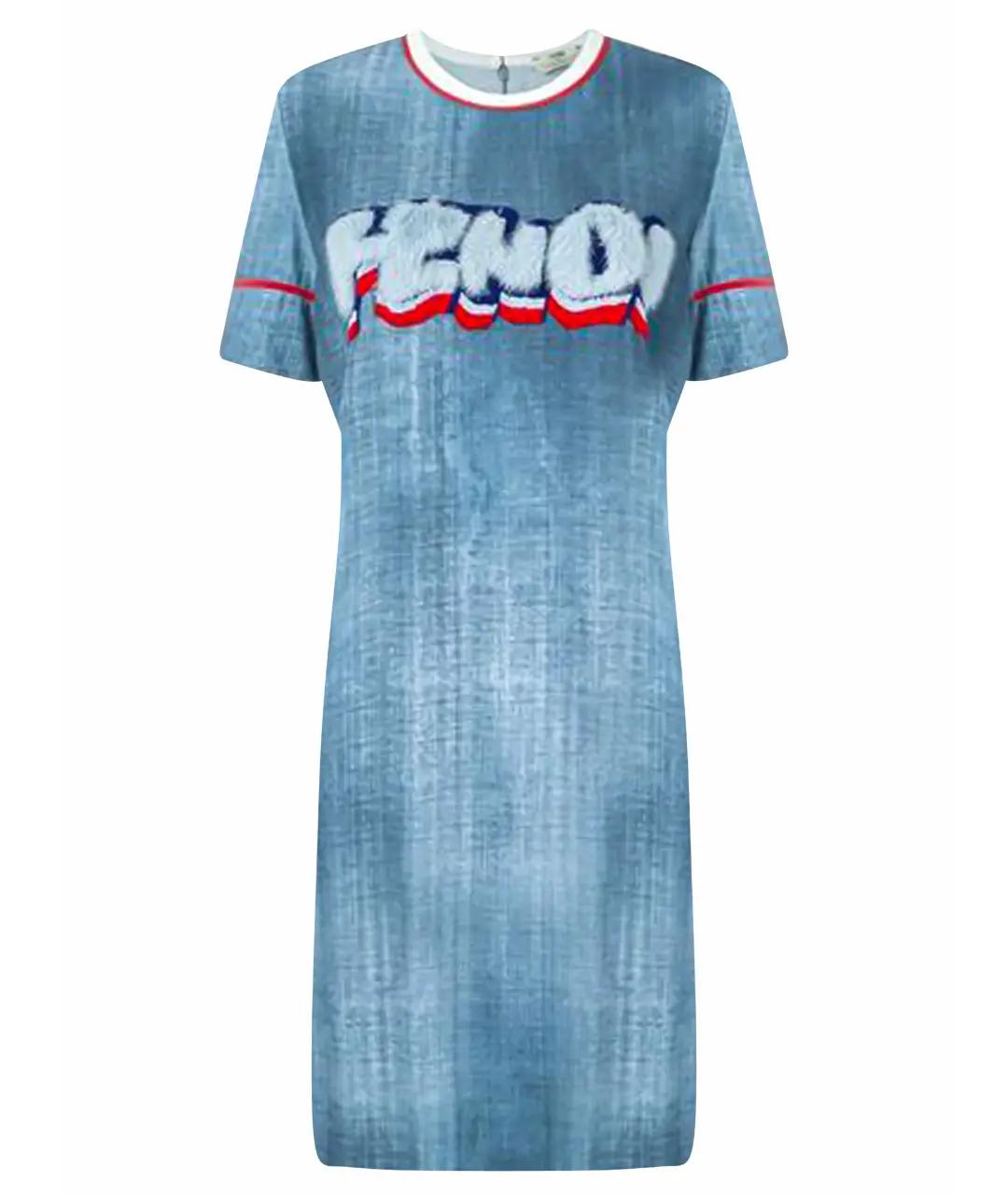 FENDI Голубое вискозное повседневное платье, фото 1