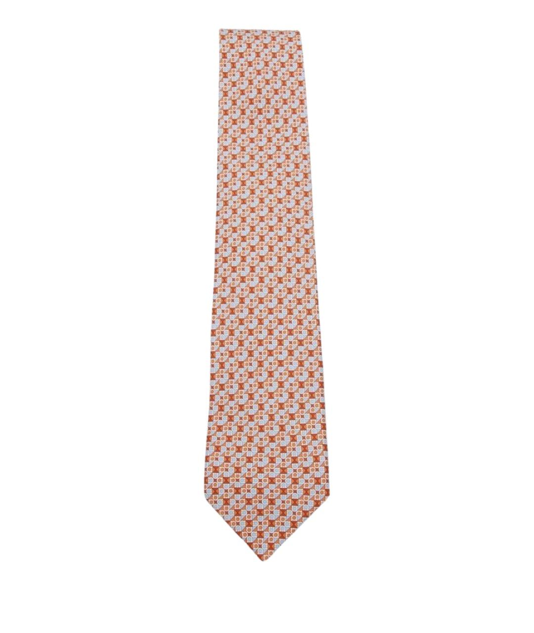 FERRAGAMO Оранжевый шелковый галстук, фото 1