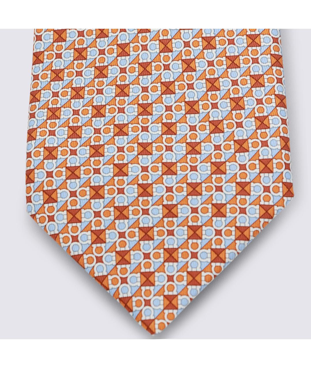 FERRAGAMO Оранжевый шелковый галстук, фото 2