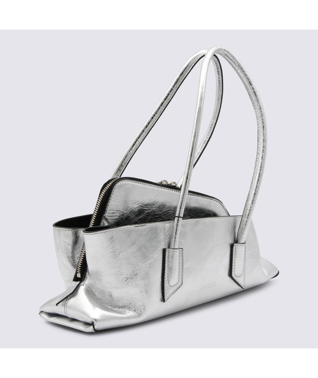 THE ATTICO Серебряная кожаная сумка тоут, фото 4