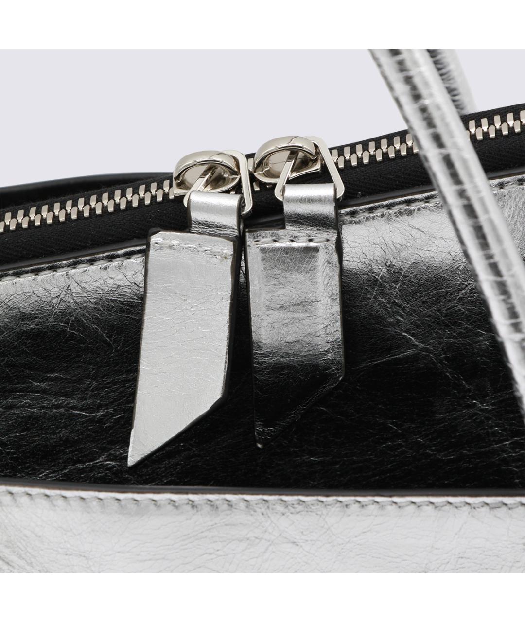 THE ATTICO Серебряная кожаная сумка тоут, фото 6