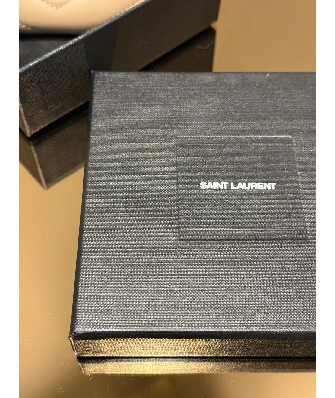 SAINT LAURENT Бежевый кожаный кошелек, фото 6