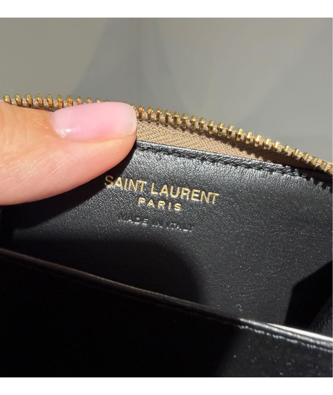 SAINT LAURENT Бежевый кожаный кошелек, фото 4