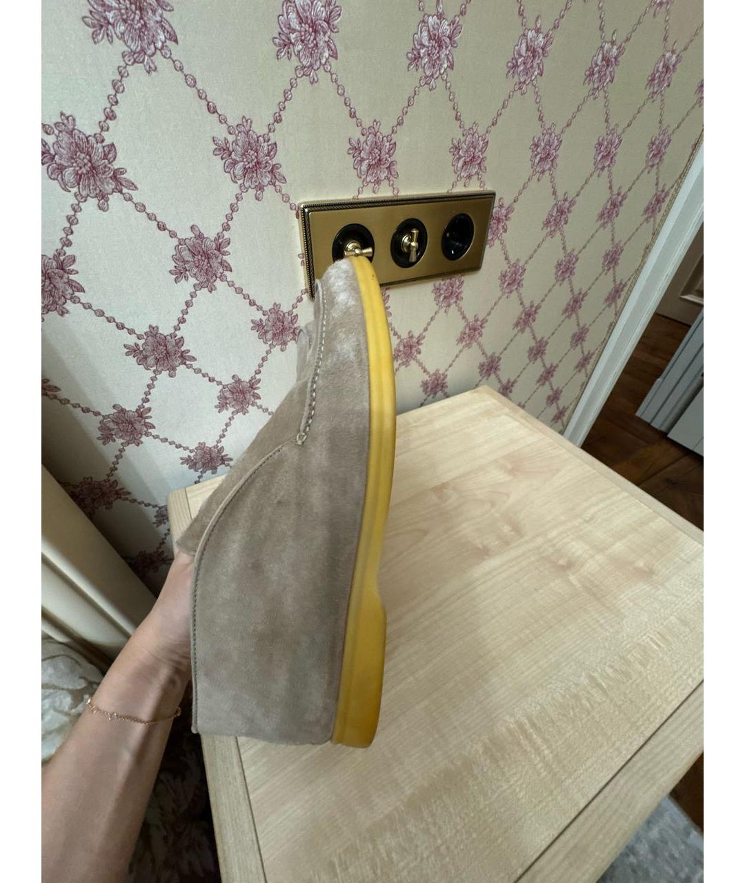 LORO PIANA Бежевые замшевые лоферы, фото 7