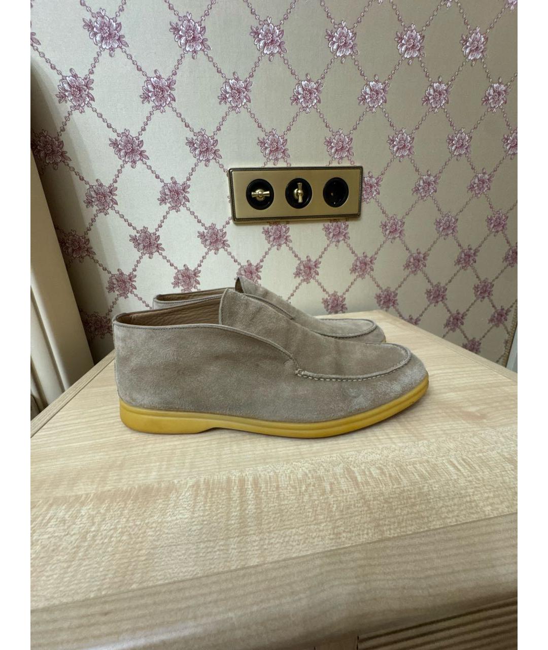 LORO PIANA Бежевые замшевые лоферы, фото 9