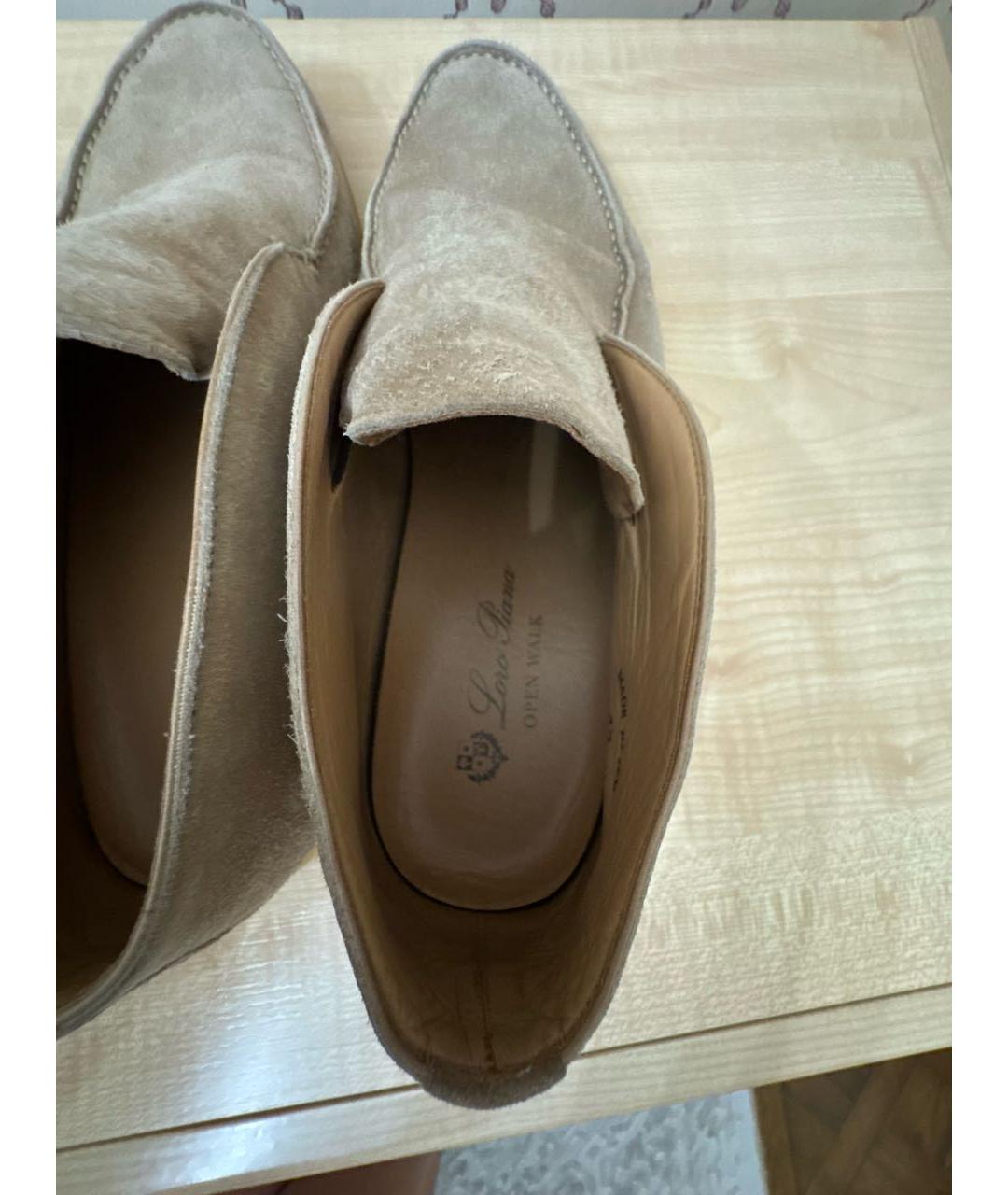 LORO PIANA Бежевые замшевые лоферы, фото 6