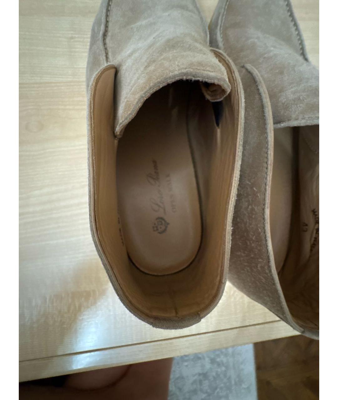 LORO PIANA Бежевые замшевые лоферы, фото 5