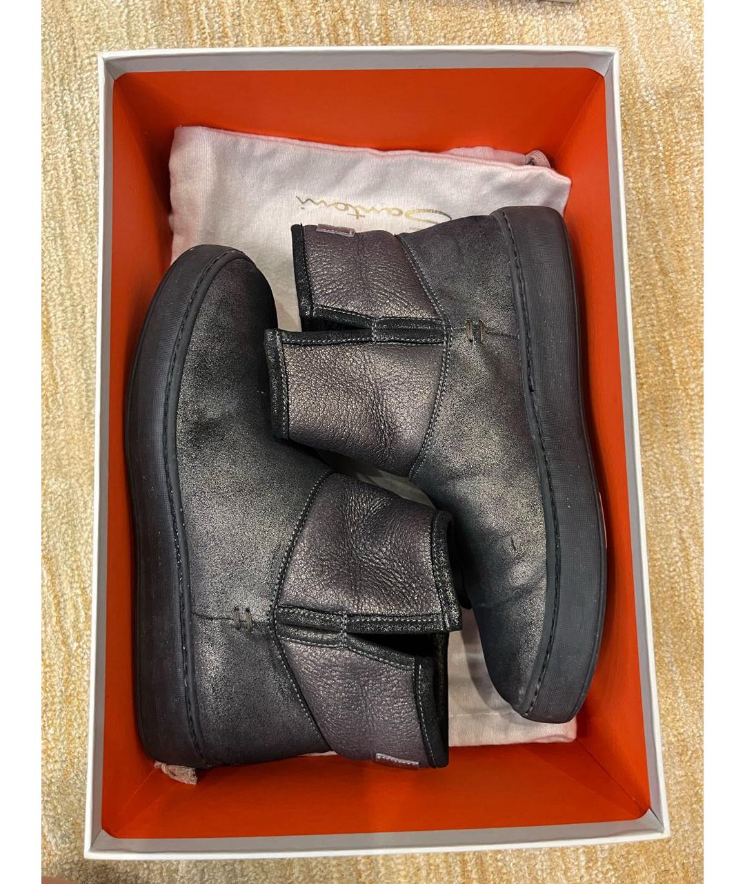 SANTONI Антрацитовые нубуковые полусапоги, фото 5