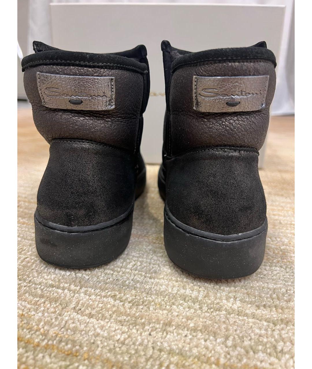 SANTONI Антрацитовые нубуковые полусапоги, фото 4