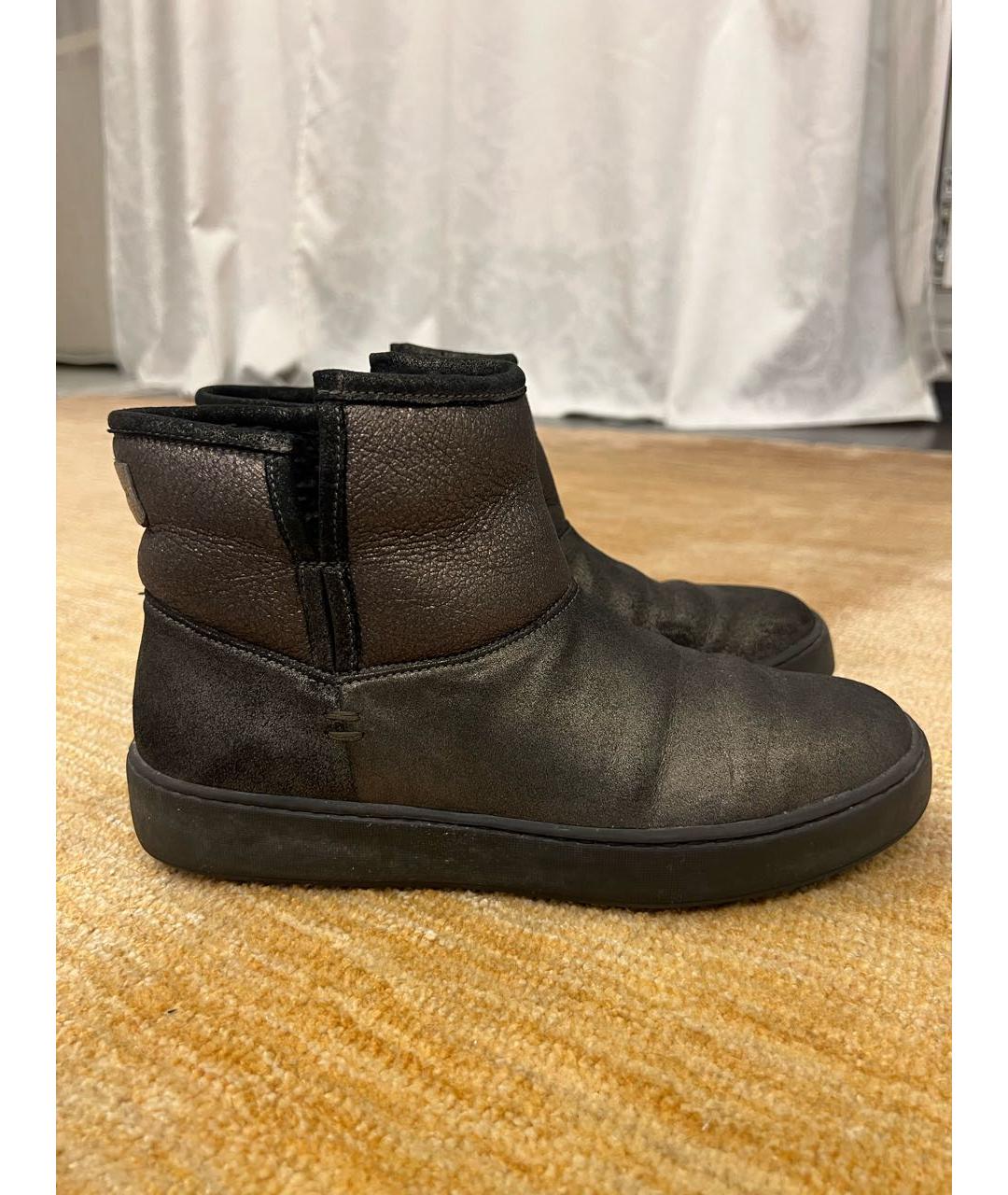 SANTONI Антрацитовые нубуковые полусапоги, фото 8