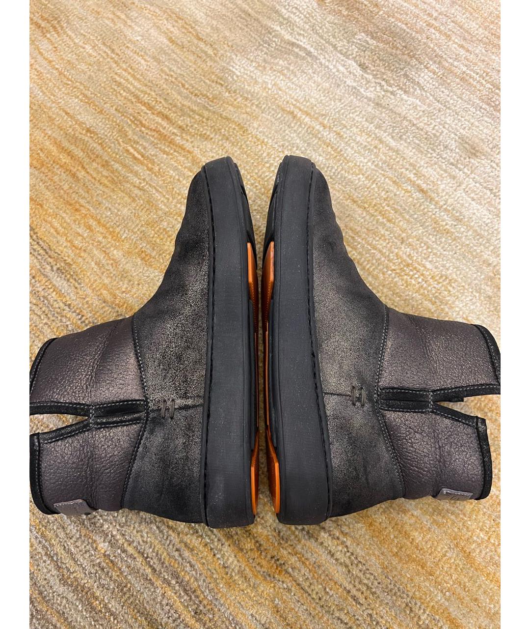 SANTONI Антрацитовые нубуковые полусапоги, фото 7