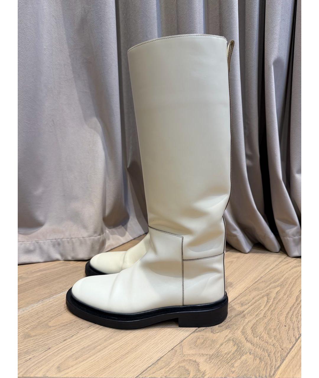 JIL SANDER Белые кожаные сапоги, фото 5