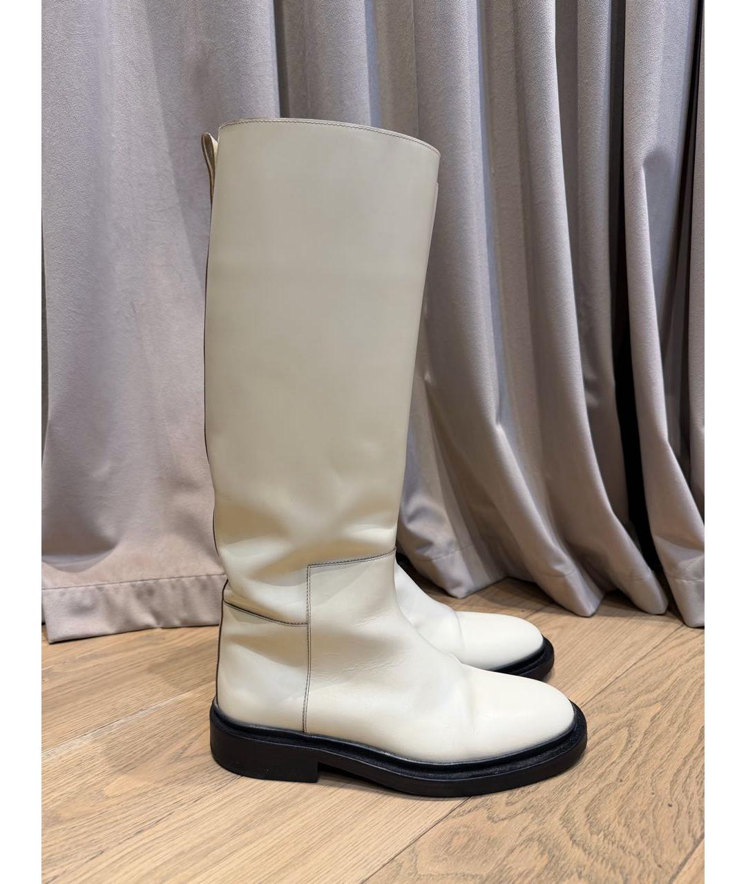 JIL SANDER Белые кожаные сапоги, фото 6