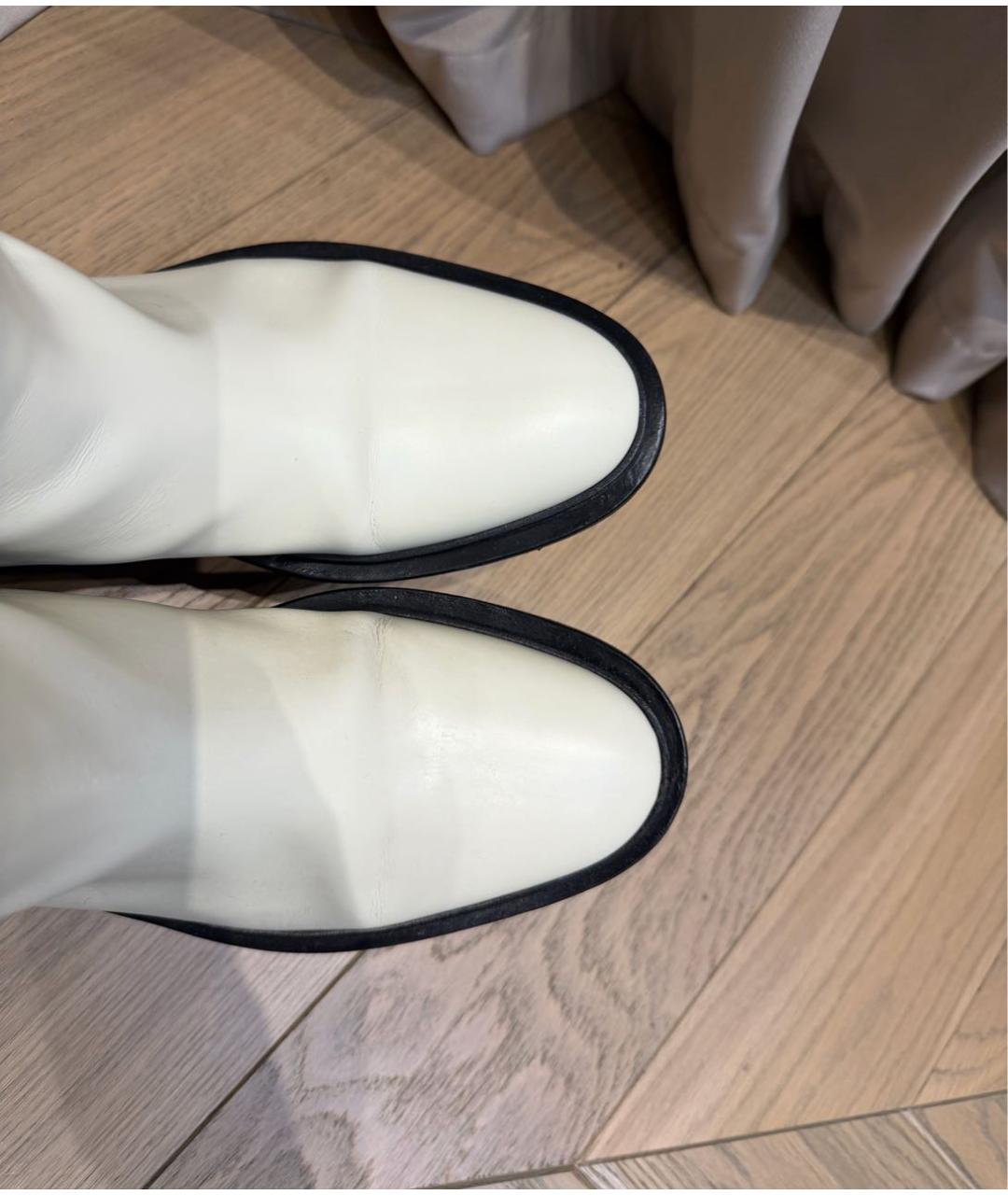 JIL SANDER Белые кожаные сапоги, фото 3