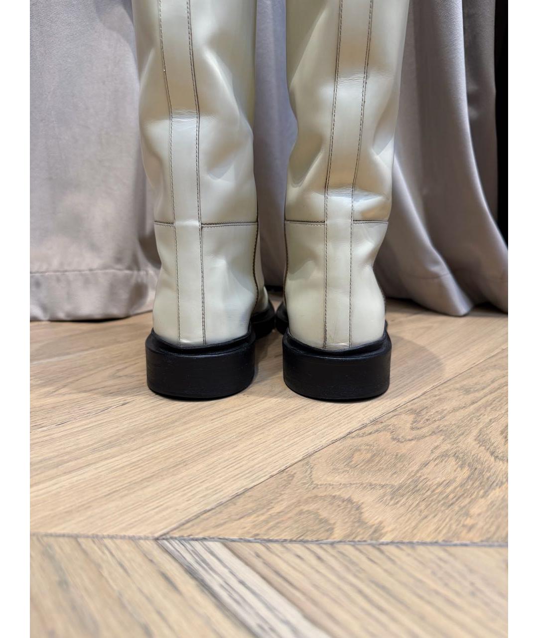JIL SANDER Белые кожаные сапоги, фото 4