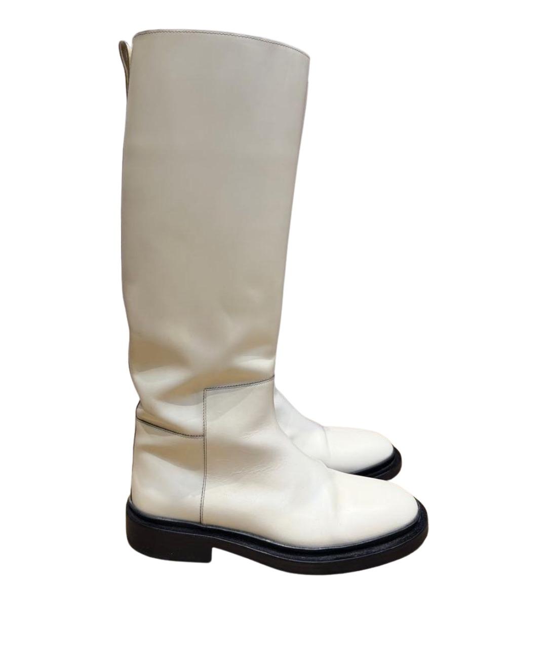 JIL SANDER Белые кожаные сапоги, фото 1